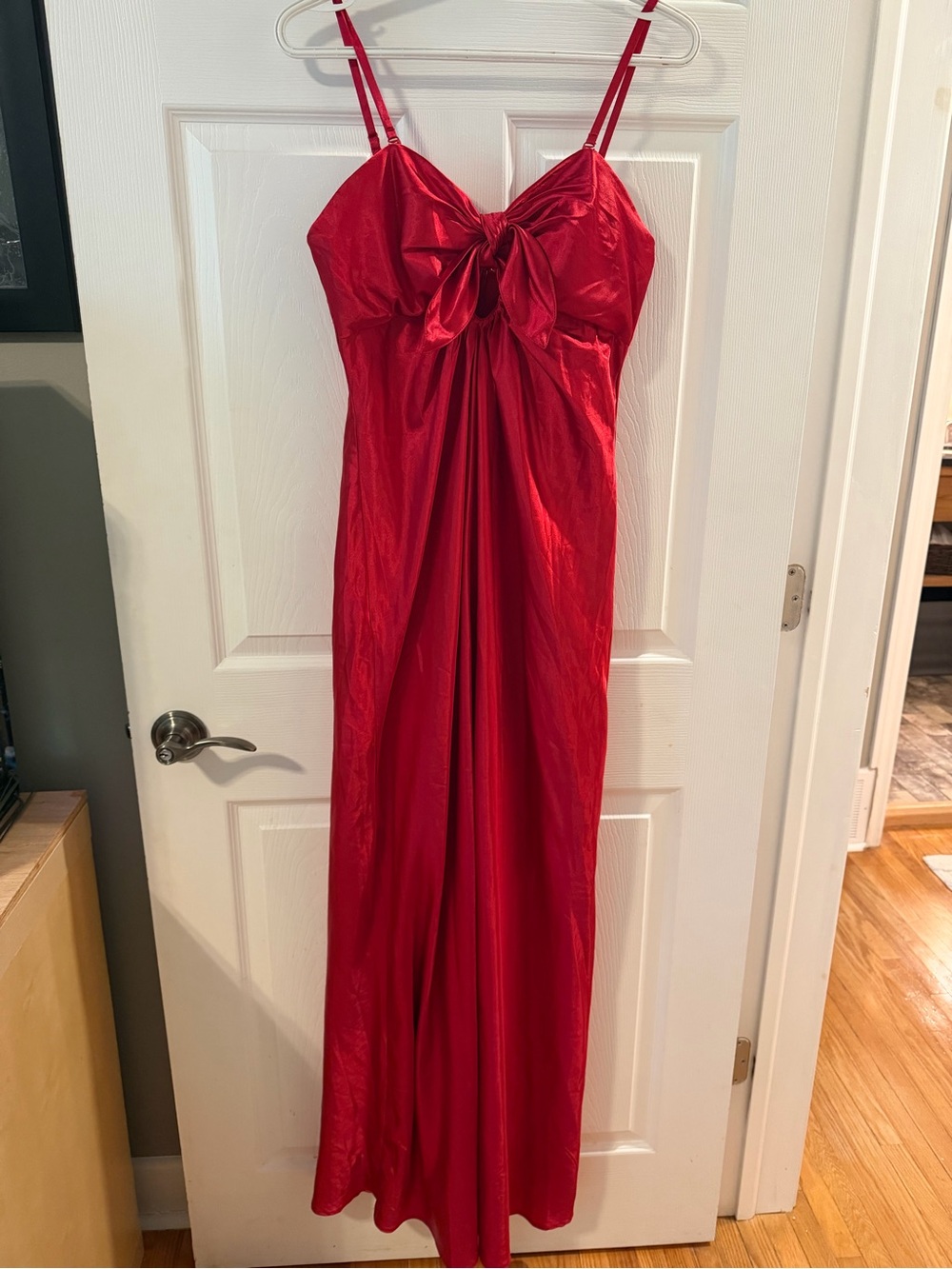 Prima Donna Red Satin Bow-Front Maxi Dress